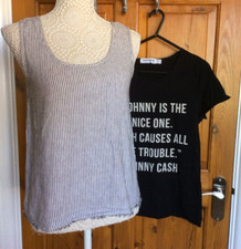 Ladies Tops x 2 by Topman & New Look Black & Grey Size 8