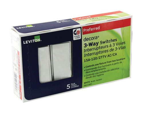 Scatola 10 Interruttori Leviton 1221-2W – 20A 120/277V, Silenzioso, Monopolare, Bianco - 5
