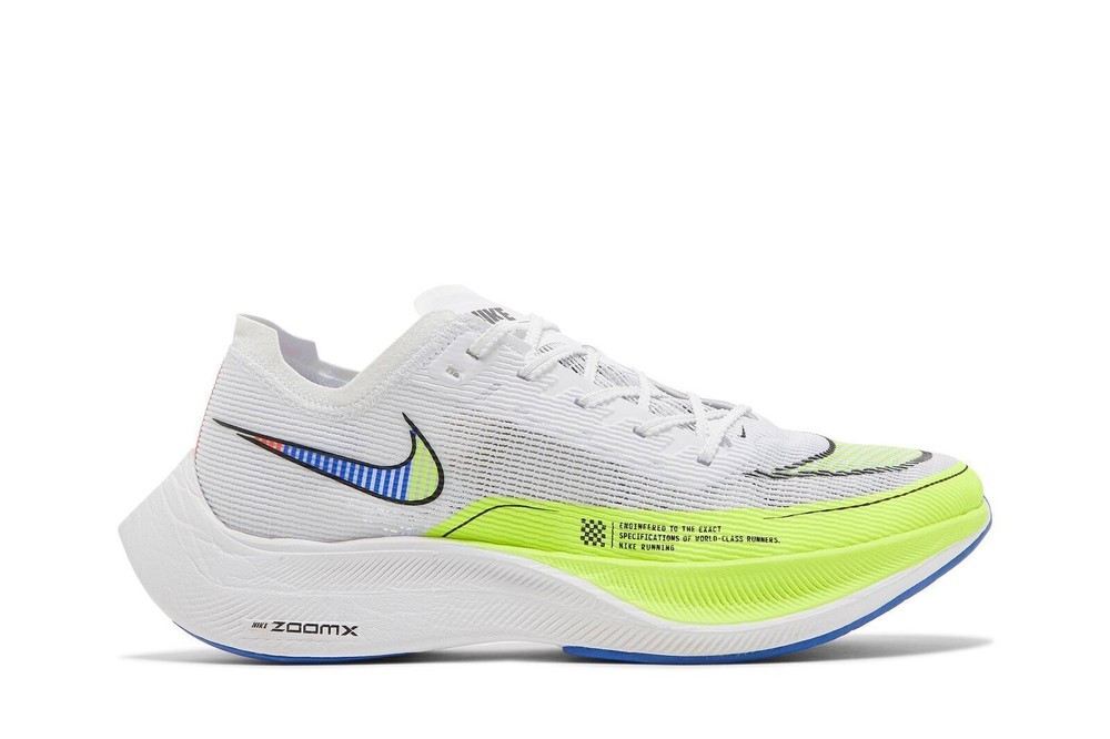 Nike ZoomX Vaporfly Next% 2 White Volt Racer Blue Running Shoes CU4111-103