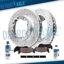 Front for 1994-1999 Dodge Ram 2500 4WD 318mm DRILLED Rotors + Ceramic Brake Pads