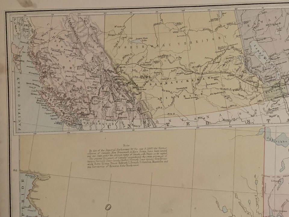 1883 CENTRAL & EASTERN CANADA NEWFOUNDLAND MAP BY GEORGE PHILIP 69 cm x 54 cm - Image 2 of 4