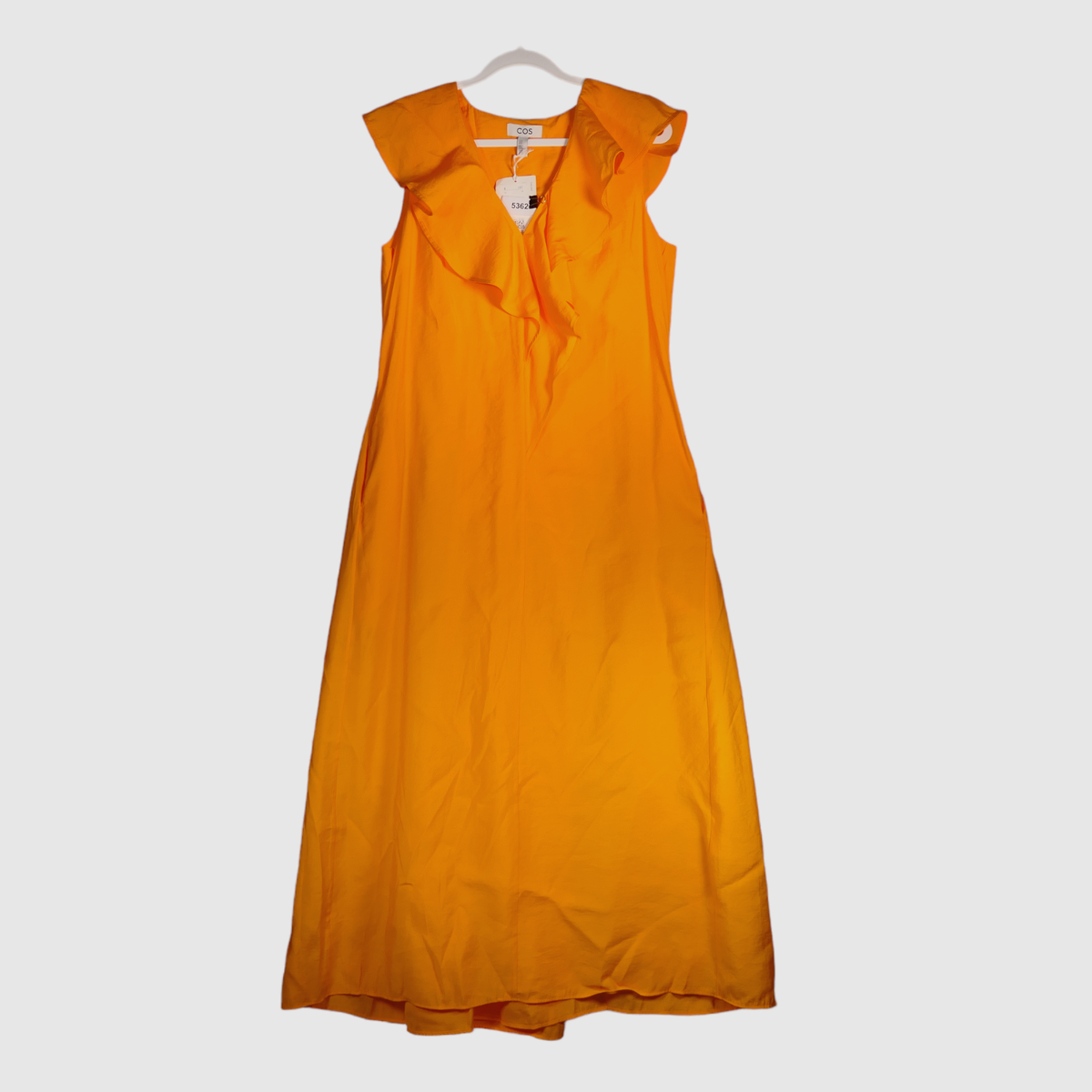 cos orange maxi dress COS The V-Neck Linen Maxi Dress