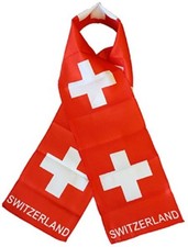 Switzerland Country Lightweight Flag Printed Knitted Style Scarf 8"x60"