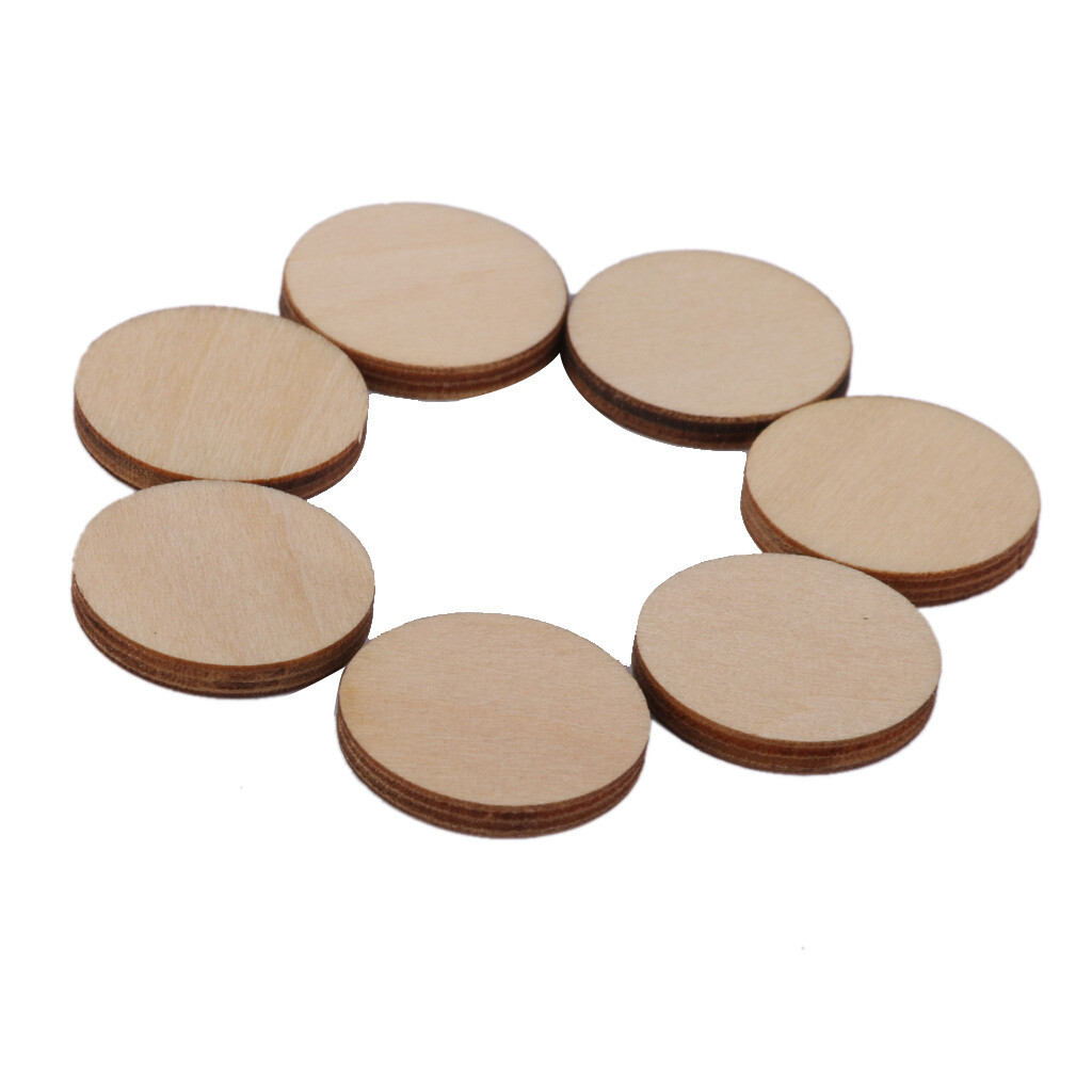 100pcs 20mm Unfinished Wooden Round Circle Discs Embellishment for Art