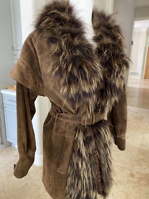 Vintage Loewe 1846 Suede Fur Trimmed Coat 40 | eBay