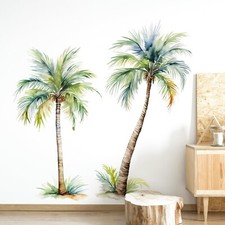 Tanlaby Large Palm Tree Wall Stickers Tropical Plants Wall Decals Watercolor ...