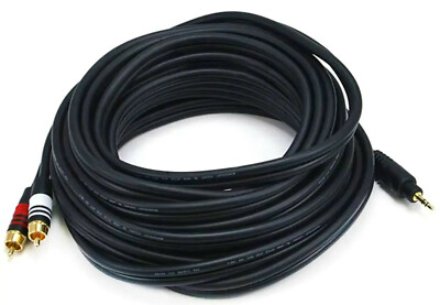3.5mm Stereo Male to 2 RCA Male 25 ft 22AWG Cable Audio Patch MONOPRICE 5601