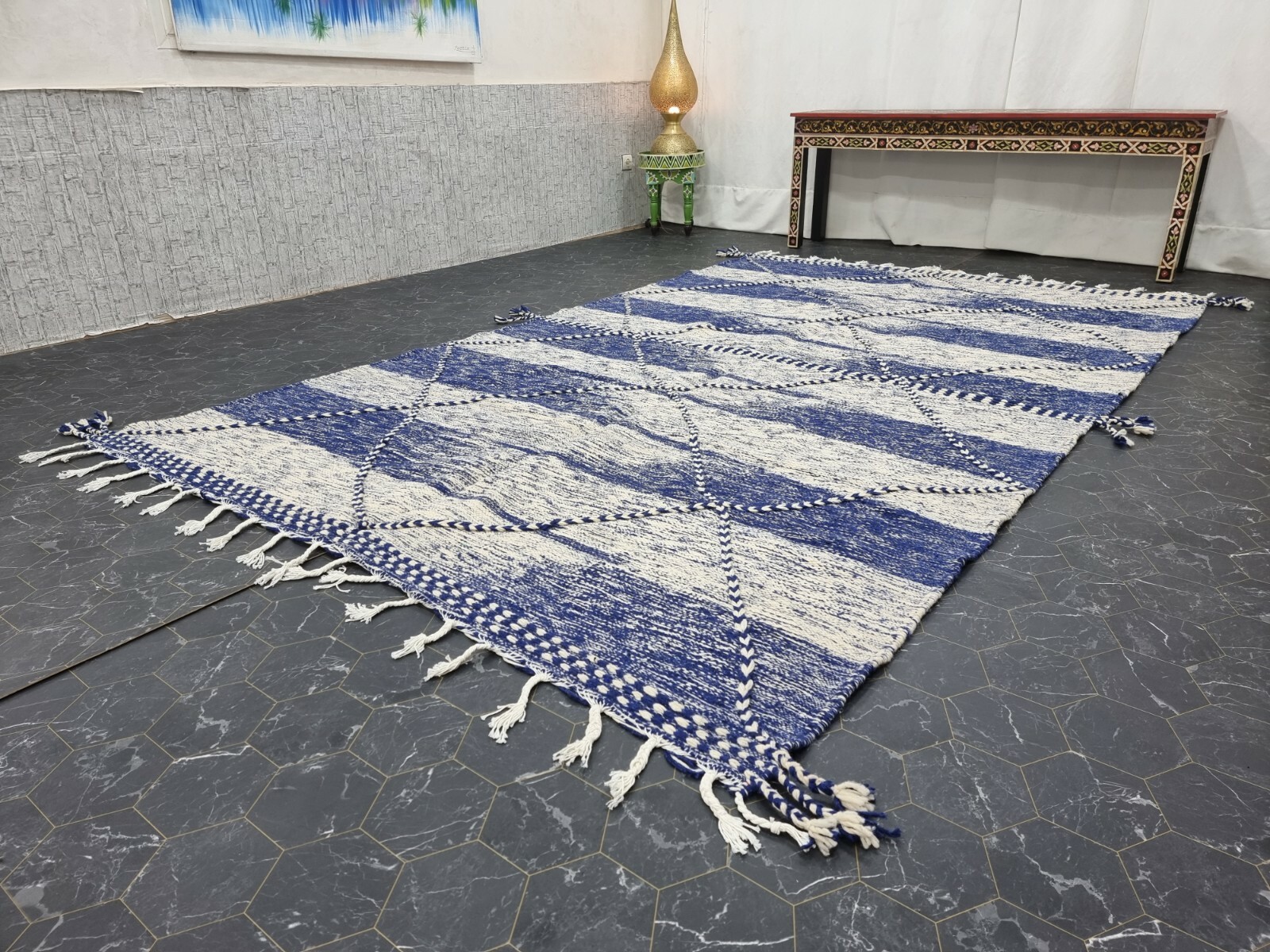 Moroccan Handmade Kilim Zanafi Rug 6'2"x10'3" Berber Geometric Dark