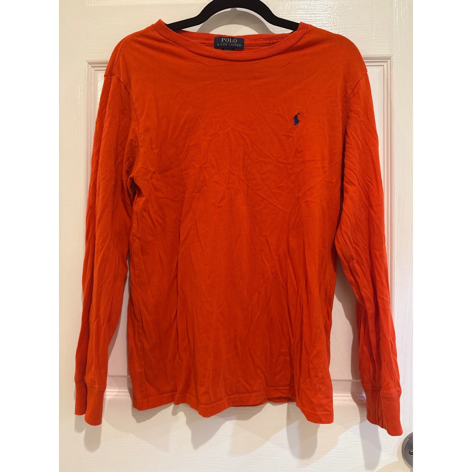 PONY Polo Ralph Lauren maglietta manica lunga cotone casual top arancione L