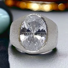 Moissanite Oval Cut Gemstone With 925 Sterling Silver Ring For Men's #784