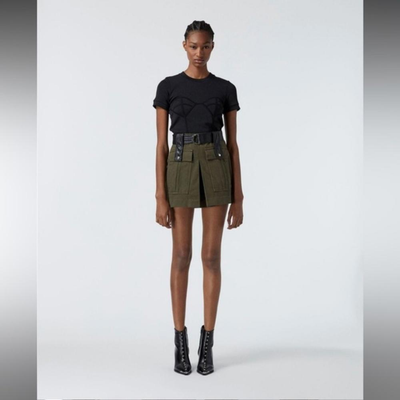 The Kooples Jeans Kaki Skirt with Leather Belt size M NWT | eBay