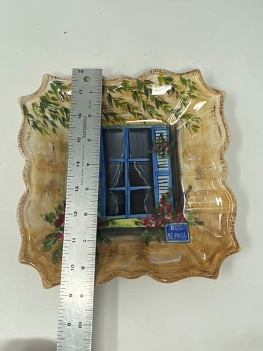 Set of 4 Rue de Paris Hand-Painted Ceramic Plates - French Window Scenes - Picture 6 of 18