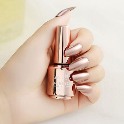 Metallic Color Quick-drying Nail Polish Mirror Effect Gold Silver 8ml Decor#