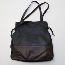 ili New York Leather Black Brown Flap shoulder Hand Bag with accessory pouch