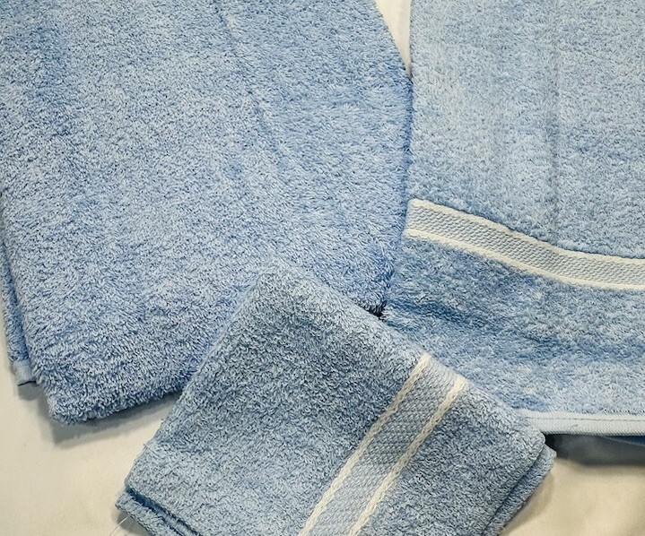 Vintage Cannon Bath Towel Set Blue Bath Towel Hand Towel Washcloth