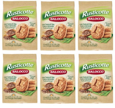 6x Balocco Rusticotte Integrali Vollkornkekse mit 5 Müsli biscuits cookies 700g