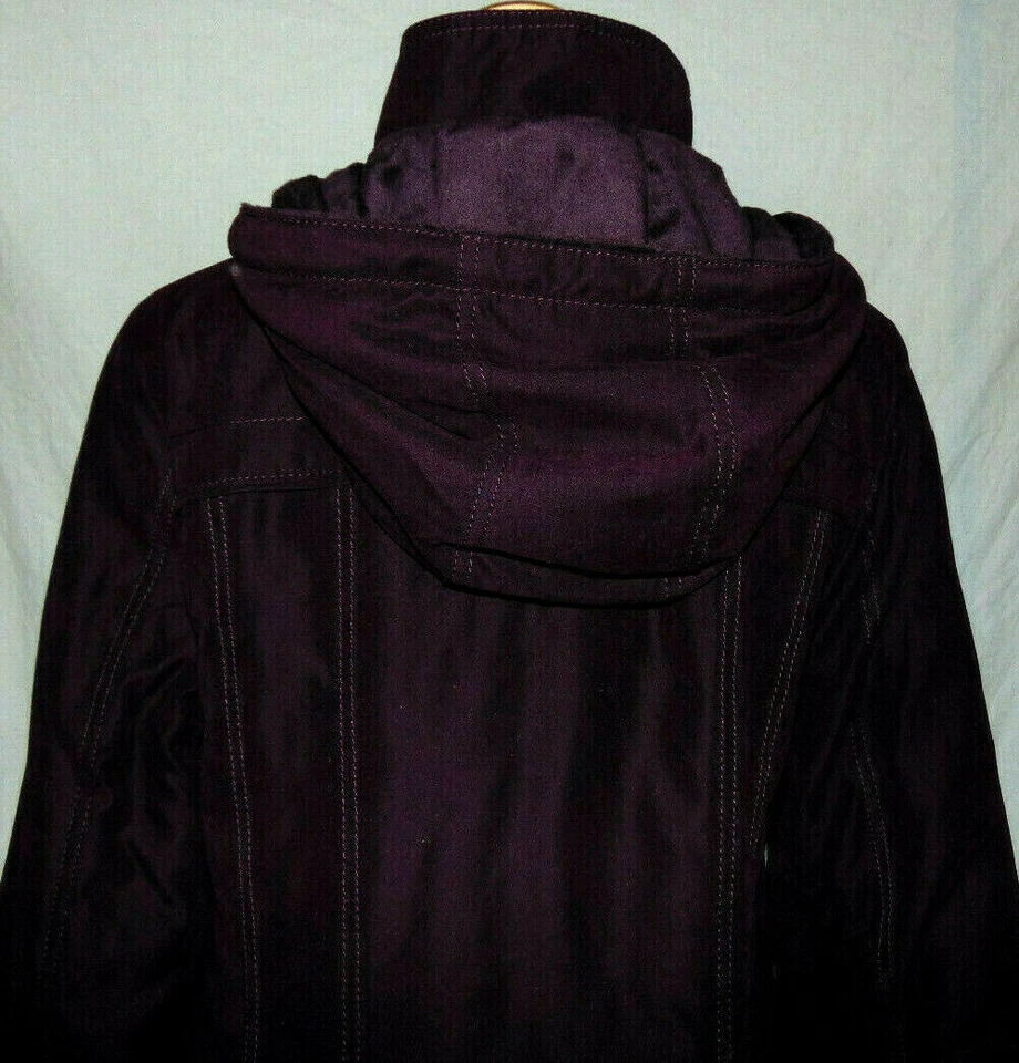 CROFT&BARROW WOMEN POLYESTER NYLON COAT POLYESTER BLEND PARKA HOOD SUEDE COAT~L - Imagem 4 de 4
