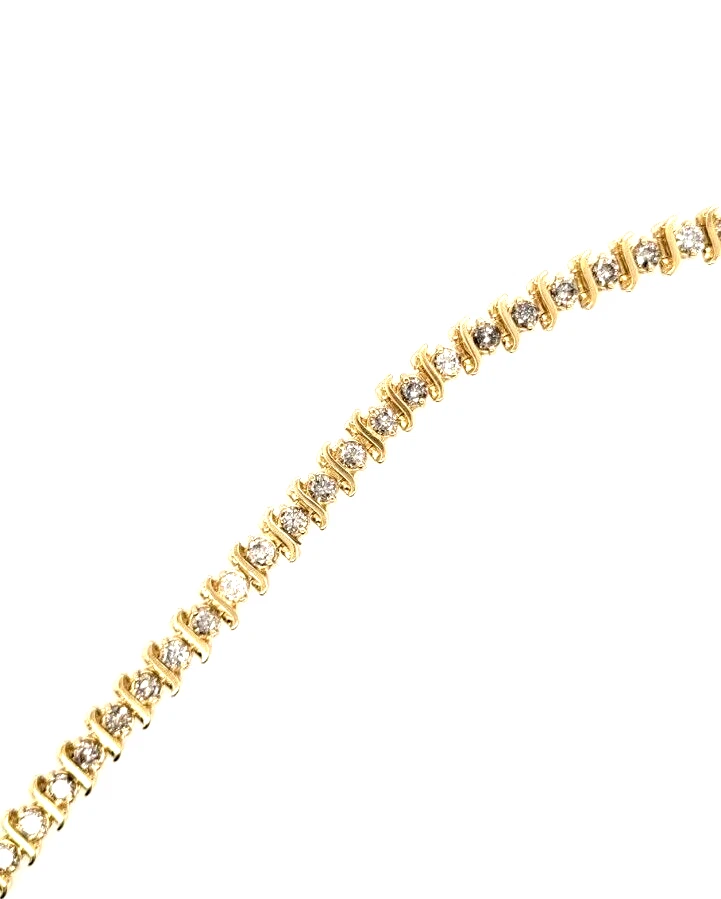 Pulseira de diamante tênis ouro amarelo 14k corte redondo natural brilhante 7' - Imagem 3 de 4
