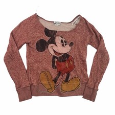Mickey Mouse Women  s Sz XS Pink Pullover Sweatshirt Disney Parks Long Sleeve EUC