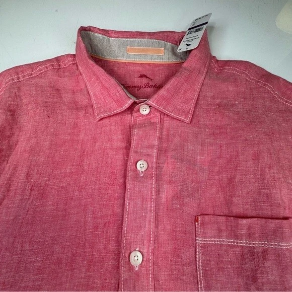 Camisa Tommy Bahama Para Hombre Talla 2XLB Rosa 100% Lino Abotonada Relax Verano Foto 2 de 4