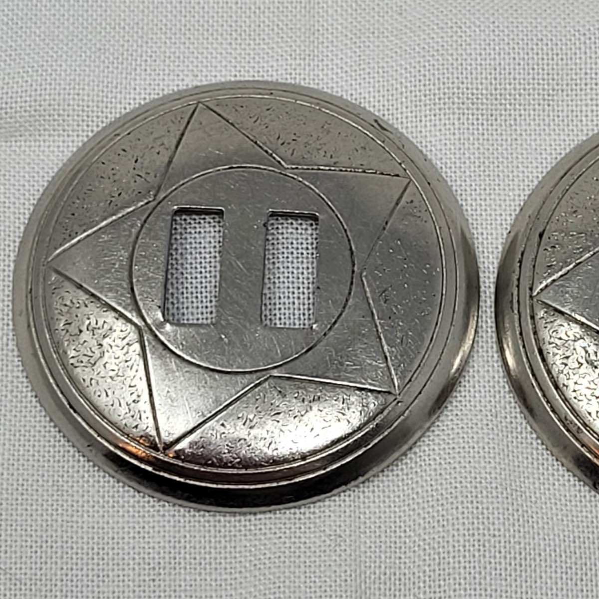 Large 2x Silver 2 Hole Vintage Buttons MCM 5 Point Star Large 2x Silver 2 Hole Vintage Buttons MCM 5 Point Star