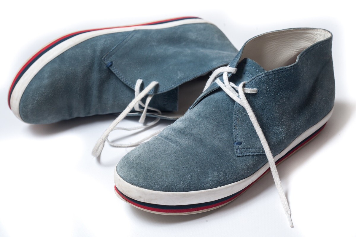 PRADA 4T2405 Mens Blue Suede Leather Desert Boots Size 8 | eBay display picture 2
