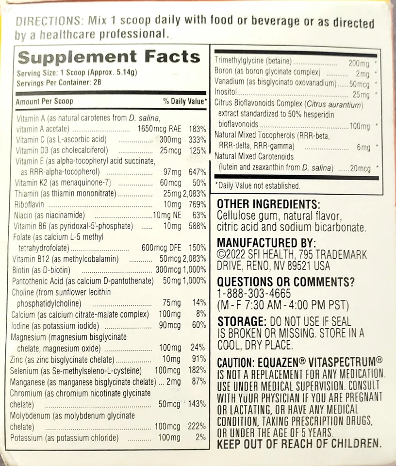 Neuro-nutrientes Equazen VitaSpectrum para cuerpo y mente, 5,04 oz. Polvo sin sabor Foto 2 de 4