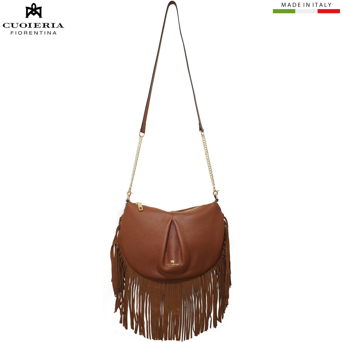 Cuoieria Fiorentina Made in Italy brown leather small crossbody