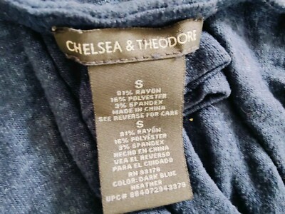 Chelsea & Theodore Dark Blue Knotted Hem Sweater 3/4 Sleeve Size S