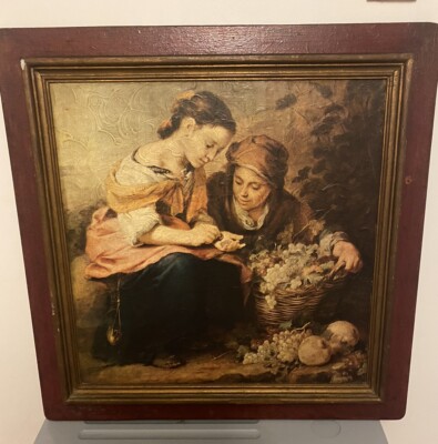 Antique Oil On Board After Bartolome Esteban Murillo The Little Fruit Seller