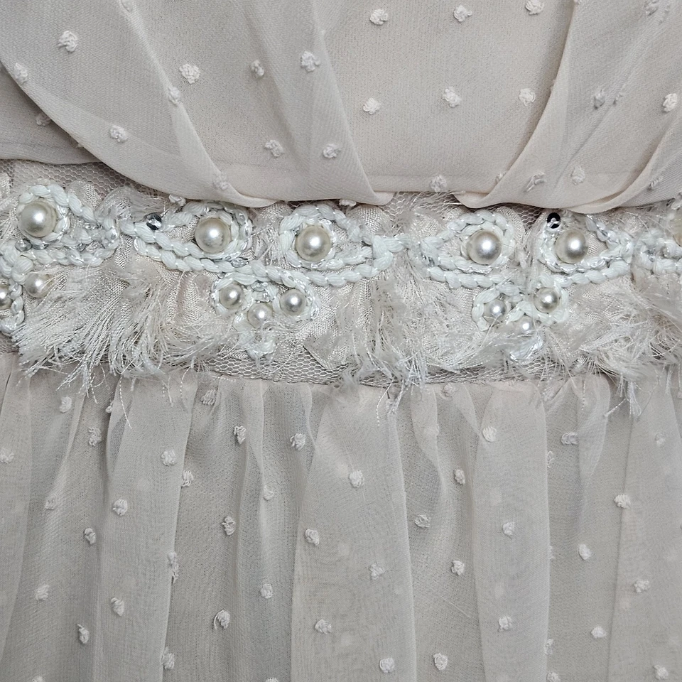 Vestido babydoll vintage Jump Girl tamanho 9/10 ponto transparente pérola fada coquete Y2K formatura - Imagem 3 de 4