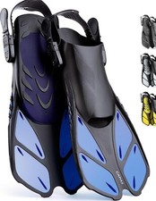 Snorkel Fins, Swim Fins Travel Size Short Adjustable for Snorkeling Diving Adult