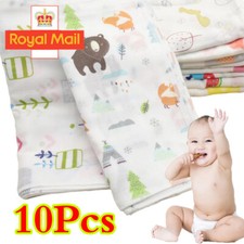 10 x Baby Gauze Muslin Square Newborn 100% Cotton Bath Wash Soft Handkerchief A