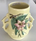 Vintage 1940's McCoy Pottery Blossom Double Handle Yellow Vase