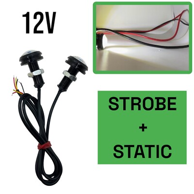 2 X Weiß STROBE DRL 23MM LED ADLER AUGENMARKER ERHOLUNGSLICHTER VERSTECK
