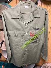 Vintage Us Navy Seabees Press Utility Og 507 Button Up Shirt 16 1/12 x 34 80s