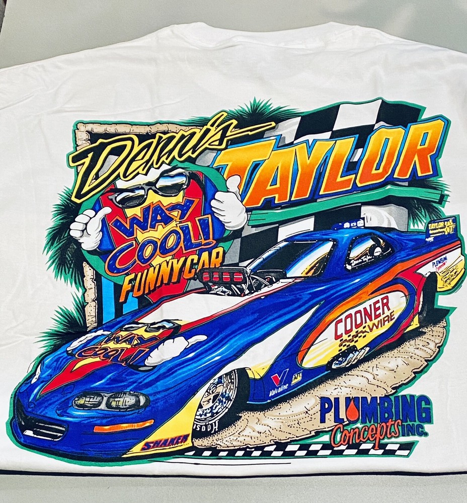 2XL NHRA Dennis Taylor Race Cars WayCool Funny Car XXL Retired White T-Shirt NEW