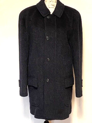 DI BELLO Men Wool Lining Dark Blue Warm Coat M-L Made in Italy