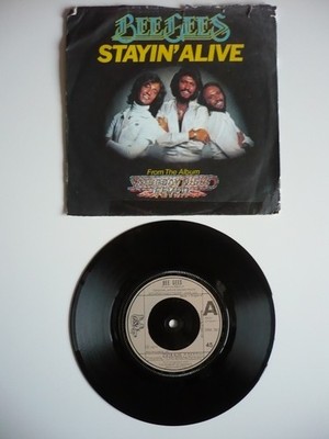 Bee Gees Stayin' Alive 7'' Vinyl 1977 UK RSO 1st Press Single Barry Gibb