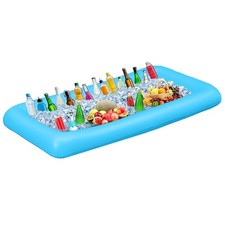 Bandeja para servir buffet de hielo enfriador de bebidas tapón de drenaje inflable azul 52x24x5 pulgadas