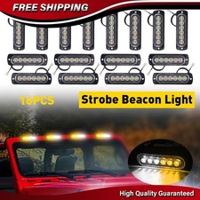 16PCS 6-LED Emergency Strobe Lights For Cars Trucks Vehicle Amber/White 12-24V
