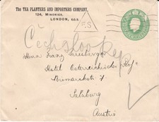 TEA PLANTERS AND IMPORTERS ½d. Pre-Paid Cover to Hotel Österreichischer Hof