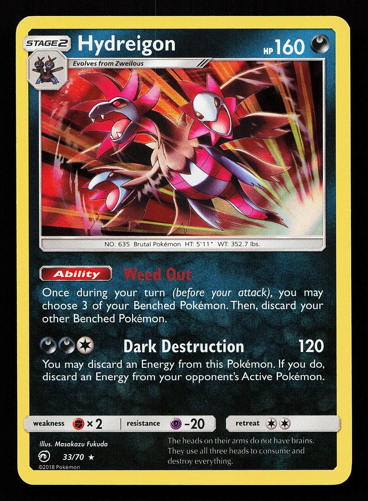 Hydreigon 33/70 Holo Rare Dragon Majesty Pokemon Card