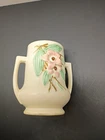 VTG  McCoy Pottery Vase Blossom Time Dogwood Pink Flowers Green Leaves 6.25”