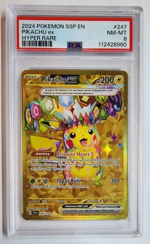 Pikachu Ex Hyper Rare - #247 - PSA 8 - Surging Sparks - Pokémon TCG - US SELLER