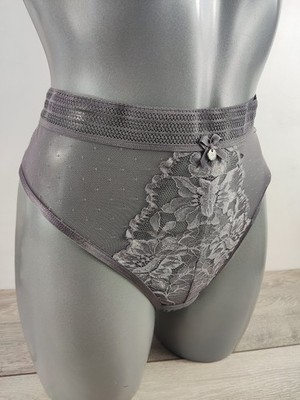Boux Avenue schiefergrau Niamh hoher Beinausschnitt Spitze Tanga UK 6 8 10 12 14 16