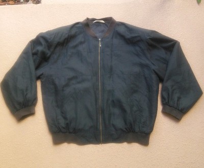Vintage 80s 90s Men's Angelo Litrico Bomber Jacket 100% Silk Black Full Zip XL