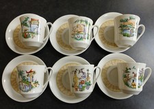 Vintage Set 6 Villeroy & Boch,Luxembourg Porcelain Demitasse Coffee Cups&Saucers