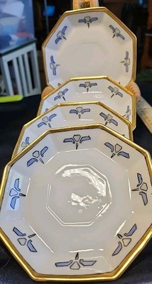 Vintage Unmarked 5 Inch Art Deco Octagonal Snack Plates Or Saucers (4)