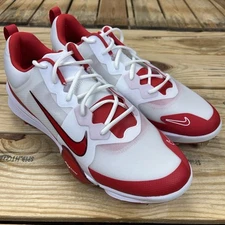 Nike Force Zoom Trout 9 Pro "Metal Baseball Cleats" White-Red Sz 13 [FB2907-104]